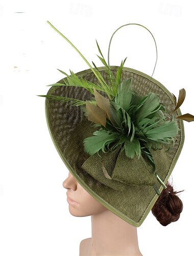  قطع زينة الرأس البوليستر قماش زفاف عيد ميلاد عتيق لطيف رجعي مع ريش قماش رقيق شفاف خوذة أغطية الرأس