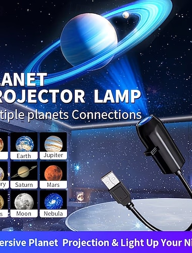  360° draaiende planetenprojectorlamp slaapkamer &Sfeerverlichting voor de woonkamer, wanddecoratie, eenvoudig te gebruiken LED-sfeerprojectie.