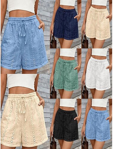  Dámské Bermudské kraťasy Kalhoty chinos Kraťasy prázdniny Šik ven Na běžné nošení Krátký Středně vysoký pas Bez vzoru Šňůrky Kapsy Pohodlný Elastické Denní Venkovní Dovolená Meruňková Černá Bíl