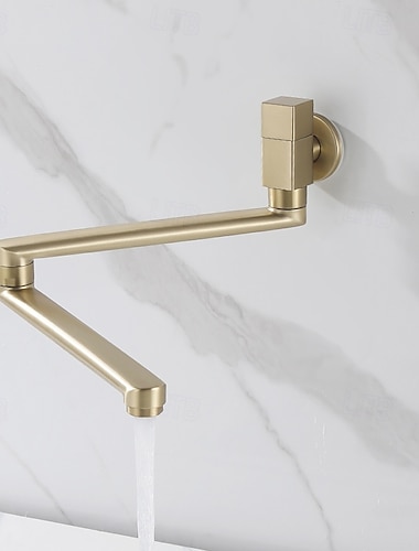  Robinet de cuisine mural pliable et extensible en laiton brossé avec un seul trou, remplisseur de casseroles.