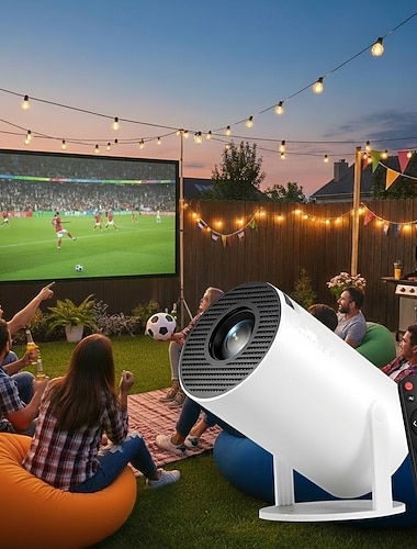  Bærbar smart miniprojektor med wifi og bluetooth, 180° roterbar miniprojektor for utendørsfilmer &Sport, støtter 4k/1080p, perfekt fotballfan-gave til bakgårdsfestdekorasjon for kampsesongen 2026