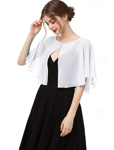  Shrug Mors wraps Brudeomslag Bryllupsgjestens wraps Kappe Elegant damer Formell Stil Ermeløs Chiffon Bryllup Wrap Med Ren Farge Til Daglig Sommer