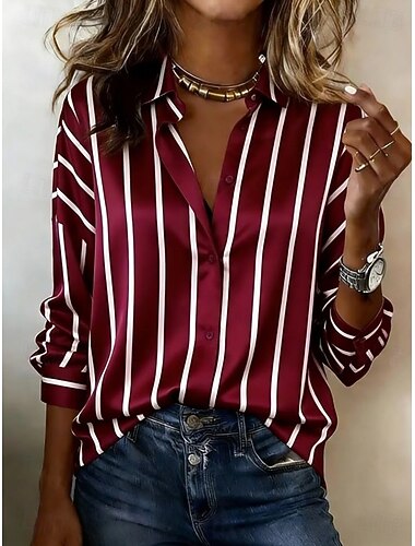  Naisten Paita Kuvitettu Geometrinen Vintage Tyylikäs Moderni Pitkähihainen Paitapuserokaula-aukko Rajaa topit Päivittäin Pyhäpäivä Sininen Viini Khaki Kesä Kevät