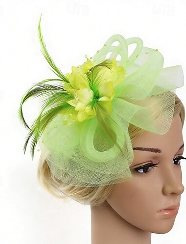  fascinators Fjær Nett Bryllup Bursdag Elegant Årgang søt stil Med Fjær Blonder Hodeplagg Hodeplagg