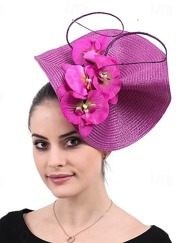  Γοητευτικά Άχυρο Γάμου Γενέθλια Βίντατζ χαριτωμένο στυλ Με Φλοράλ Ακουστικό Καπέλα