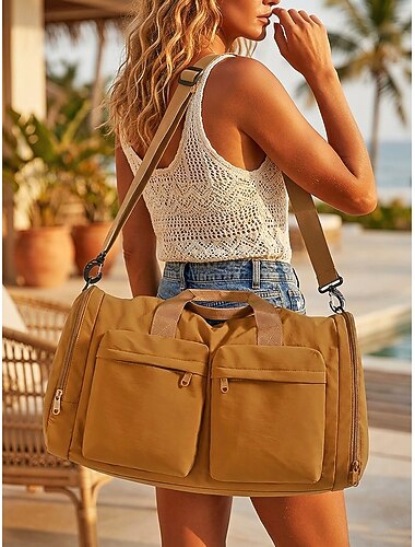  Waterdichte polyester reistas voor dames, verkrijgbaar in meerdere kleuren, grote capaciteit met meerdere compartimenten, opvouwbaar en compact, ideaal voor dagelijks gebruik, vakantie en reizen.