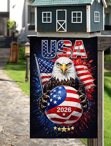  Yhdysvaltain 250-vuotisjuhlan puutarhalippu, isänmaallinen muotoilu kaljupääkotkalla ja Amerikan lipun motiivilla, ihanteellinen juhlavaan ulkokoristeeseen