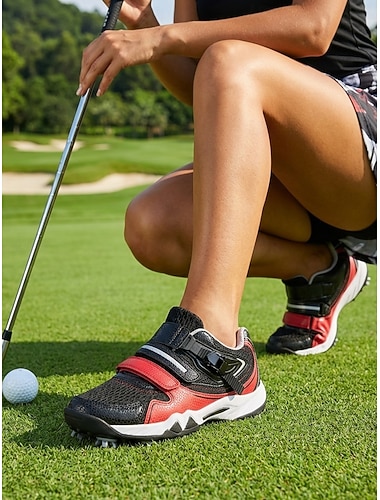  Groene dames golfschoenen met spikes en verstelbare gesp, ademende lichtgewicht golfsneakers met verwijderbare spikes voor training en wandelen. &buitensporten