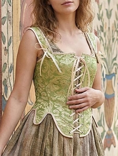  Médiéval Renaissance Cottagecore Corset Corsage Viking Paysan À lacets Déguisement Femmes Celtique Fantaisie Halloween Carnaval Performance LARP Foire de la Renaissance Adulte Corset