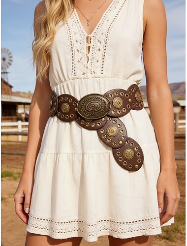  Verstelbare damesriem van imitatieleer, meerkleurig, bohemian stijl, perfect voor dagelijkse casual kleding en strandvakanties.