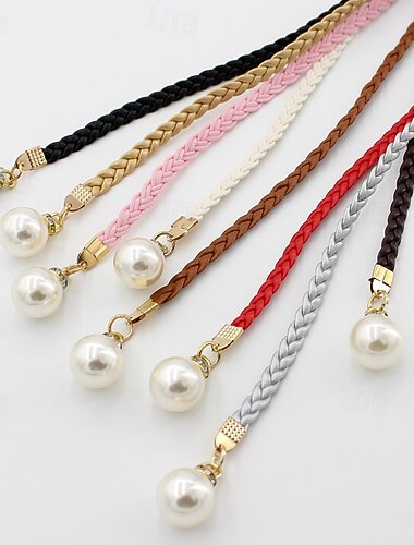  Damen Gürtel-Set PU - Leder Strassschnalle Cord Wowen Lässig Täglich Ferien Schwarz Weiß Rosa Rote