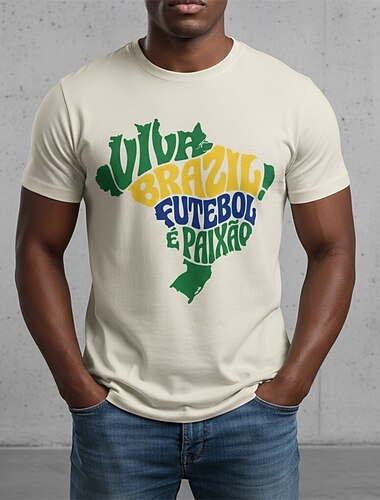  Partita mondiale di calcio 2026 Abiti Maglietta grafica Football americano Ispirato al Brasile Patriotico Corte per Unisex Adulti Stampa 3D  per Feste Sport all'Aperto