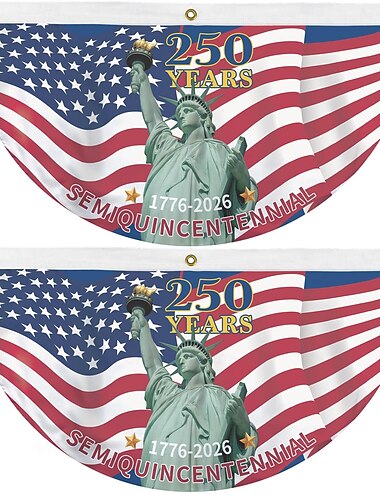  2 kpl Yhdysvaltojen 250-vuotisjuhlaflagga 1.5X3 jalkaa 1776-2026 fanilippuja patriotiset tähdestä tehdyt piha- ja seinäkyltit ulkokäyttöön etuovi kuisti tervetuloa taustaksi messinkirei'illä