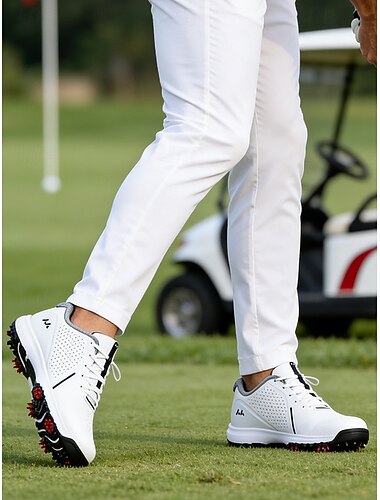  Herre golfsko med høy ytelse – pustende overdel i kunstskinn, ergonomisk komfort for menn, perfekt for golf, utendørssport og bruk på resorter