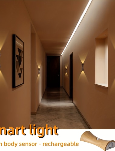  Intelligentes, sanduhrförmiges Nachtlicht mit Bewegungssensor, USB-aufladbar, magnetischer Clip, kabellos, 2 Beleuchtungsmodi, dreifarbige, dimmbare LED-Lampe für Innenräume, Schlafzimmer, Nachttisch,