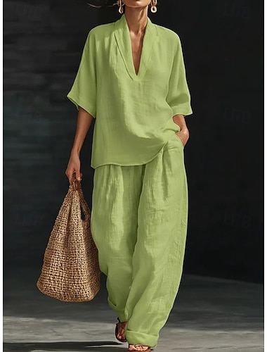  Dámské Sady bavlněného prádla Poloviční rukáv Do V Bez vzoru prázdniny Denní Ležérní Denní Vodní modrá Černá Bílá Jaro léto