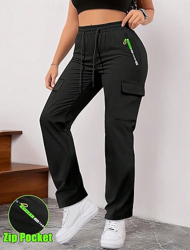  Dames Cargohosen Broek Werkbroeken Zomerbroek Vakantie Modieus Casual / Dagelijks Volledige lengte Hoge taille Effen Trekkoord Elastische taille Zak met rits Comfort Sneldrogend Ademend