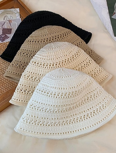  Damen Hut Eimerhut Sonnenschutz Winddicht Atmungsaktiv Täglich Outdoor Straße Strick Einfarbig