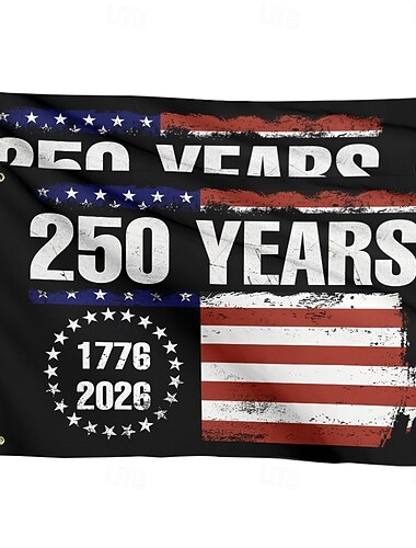  علمان تذكاريان للذكرى السنوية الـ 250 لتأسيس الولايات المتحدة (1776-2026)، لافتة خارجية وطنية أمريكية تذكارية للحديقة أو الفناء أو المنزل