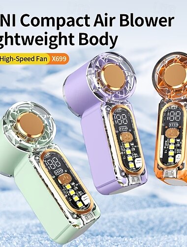  Bærbar håndholdt vifte, 22000 o/min høyhastighets minivifte med 100 hastigheter, 24 timers batterilevetid, personlig turbovifte med LED-skjerm for utendørsreiser, liten størrelse med sterk luftstrøm