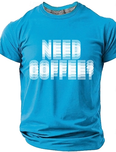  T-shirt graphique humoristique à effet flou et vertigineux, idéal pour les amateurs de café. Motif flou et imprimé texte. Manches courtes, style décontracté, humour de bureau. Tailles : S, M, L, XL,