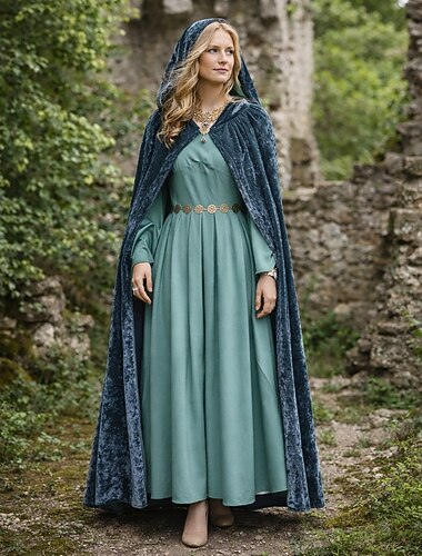  Zestaw Zabytkowe Średniowieczne Renesansowa Sukienka Płaszcz z akcesoriami Długie rękawy Księżniczka Wróżka Krój A Strój na bal maskowy Damskie Fantasy Halloween Karnawał Targi Renesansu LARP Dla