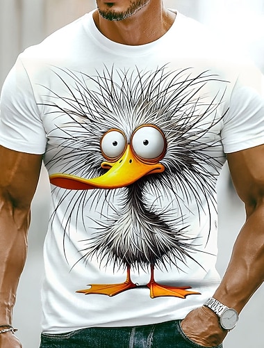  Herren Tiermotiv Lustig Ente Mürrisch T Shirt Kurzarm T-Shirt 3D-Druck Rundhalsausschnitt Hemd Übertrieben Designer Party Ferien Weiß 1 Khaki Weiß 2 Sommer Frühling Bekleidung S M L XL XXL XXXL