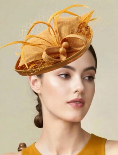  fascinators Sinamay Bryllup Bursdag Årgang søt stil Retro Rød Med Fjær Hodeplagg Hodeplagg