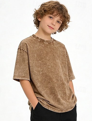  Barn Gutt T skjorte T-skjorte Helfarge Kortermet Barn Topp utendørs Mote Kul Sommer Svart 4 år +