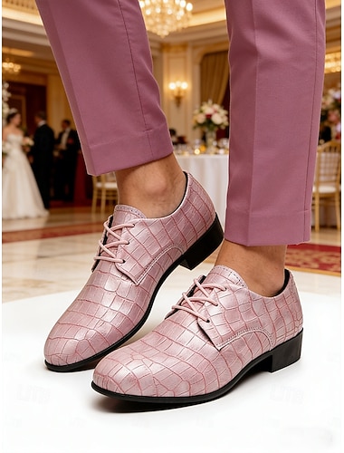  Grønne herresko med krokodillepreget mønster, snøring i kunstskinn, luksuriøs statement-stil, ideell for trendy menn og formelle arrangementer og bryllup