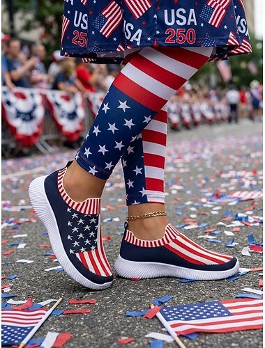  Dames Casual Dagelijks Voor Binnen Platte hak Ronde Teen Sportief Casual Comfortabel Vliegende weven Leegloper Luipaard Marineblauw