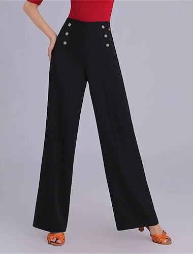  svarte draperte vide ben latin dansebukser