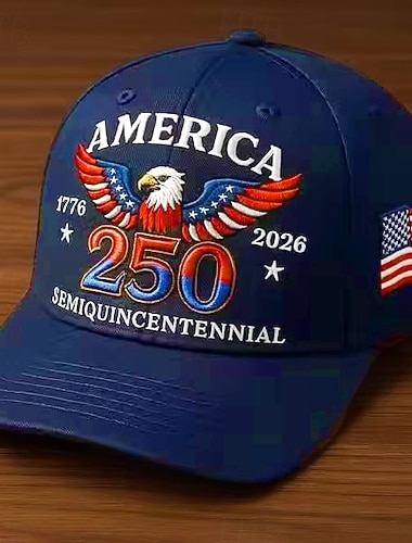  Gedenkkappe zum 250. Jahrestag der USA, patriotisches Adler-Design, 1776–2026, gestickte amerikanische Flagge, verstellbare Baseballkappe