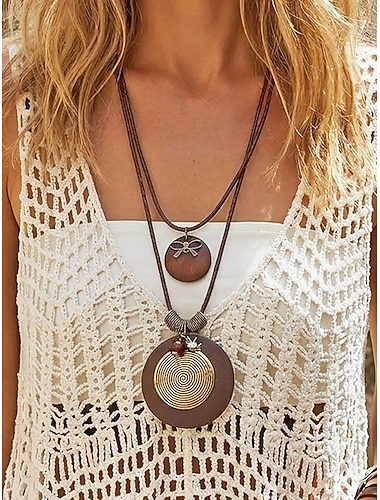  Colliers longs bohèmes superposés pour femmes, multi-styles, en alliage, pendentifs ajustables, parfaits pour un look décontracté au quotidien et pour les voyages.