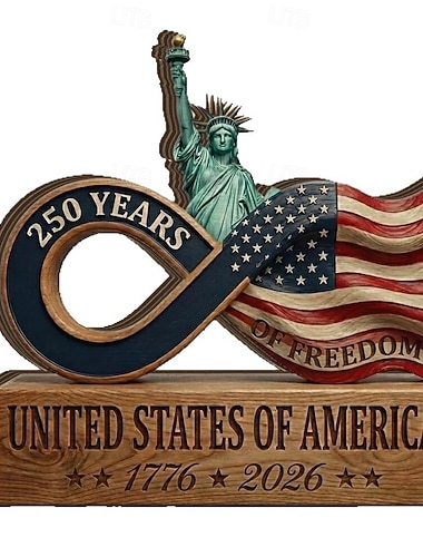  250-årsjubileum i USA Gave Borddekor Treblokkskilt Original Morsom Patriotisk Voksne Unisex Uavhengighetsdag 4. juli Festival Kle deg opp