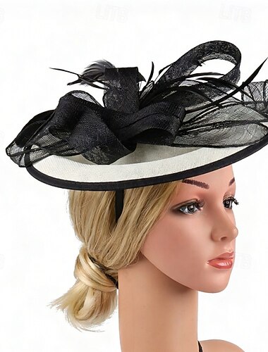  fascinators Sinamay Bruiloft Verjaardag Vintage leuke Style Retro Met Strik Tule Helm Hoofddeksels