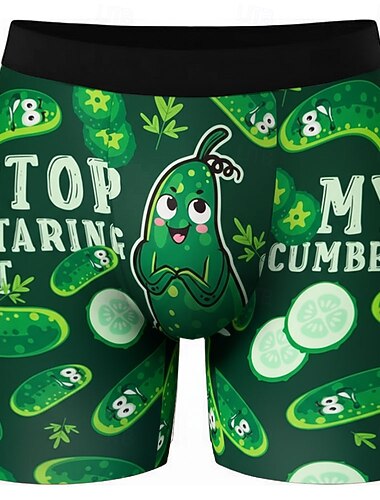  בגדי ריקוד גברים בננה מלפפון צוֹהֵל תחתוני בוקסר גמישים מכנסי שחייה מכנסי ים בוקסר מצחיק קזו'אל בית חופשת חוף חגורה גמישה סופג לחות תחתונים נושמים מְעַצֵב ביגוד