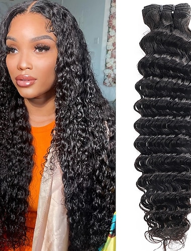  Brasilianisches Echthaar-Bundle, Deep Wave, geeignet für schwarze Frauen, 30-70 cm, 100 g