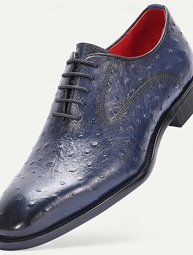  Chaussures habillées de luxe pour homme en cuir véritable – cuir de vachette, finition texturée autruche, style brogue élégant, confort optimal, idéales pour les mariages, les événements spéciaux et le bureau.