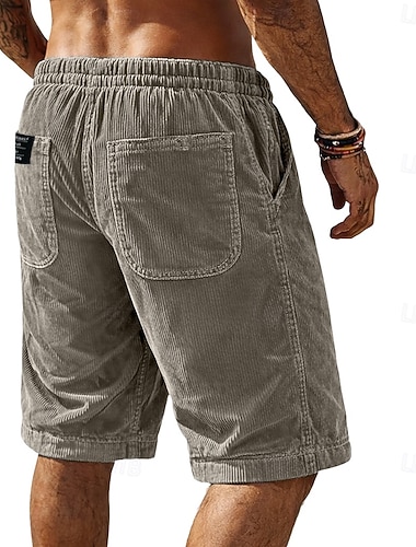  Herren Shorts Freizeitshorts Cordshorts Tasche Elastischer Bund Einfach Komfort Atmungsaktiv Knielang Outdoor Urlaub Alltagskleidung Mode Streetwear Blau Schwarz Mikroelastisch