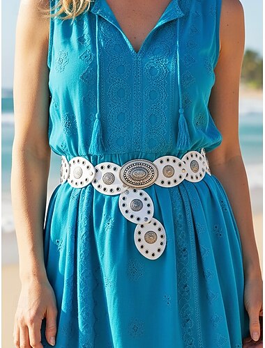  Verstelbare damesriem van imitatieleer, meerkleurig, bohemian stijl, perfect voor dagelijkse casual kleding en strandvakanties.
