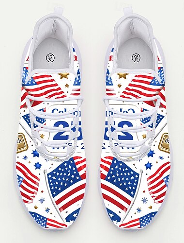  أحذية رياضية رجالية بمناسبة الذكرى السنوية الـ 250 للولايات المتحدة - أحذية شبكية سهلة الارتداء وجيدة التهوية بنعل مرن، خفيفة الوزن، مثالية للاحتفال بيوم الاستقلال الأمريكي، والمهرجانات الخارجية، والسفر، والارتداء اليومي غير الرسمي