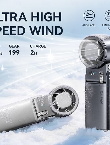  Håndholdt vifte med kjøleplate, 9000mah bærbar personlig vifte, digital skjerm 100 hastigheter justerbar, sammenleggbar minivifte med snor, høyhastighets turbovifte for kvinner menn reiser, utendørs,