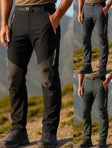  Męskie Spodnie turystyczne Przeciwdeszczowe spodnie turystyczne Spodnie softshell Niejednolita całość Lato Wiosna Na wolnym powietrzu Regularny Wodoodporny Odporność na wiatr Doły Czarny Ziele