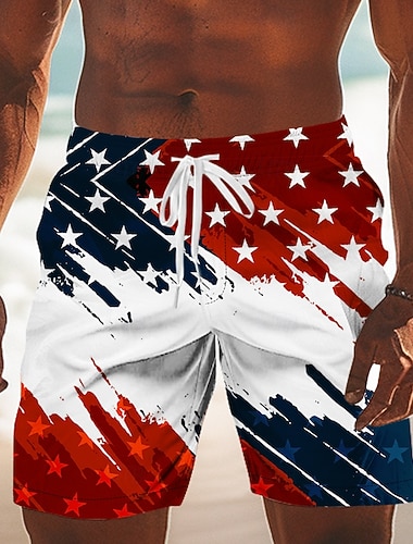  Pánské 4. července 250. výročí USA Vlajka USA Plavecké trenýrky Plavky a plavecké kraťasy Surfovací šortky Středně vysoký pas Vlastenec Dovolená Boční kapsy Podšívka ze síťoviny Elastická šňůrka v