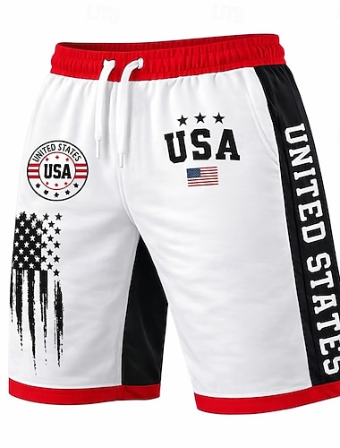  Herren 250. Jahrestag des Unabhängigkeitstages der USA am 4. Juli Amerikanische Flagge Sweat-Shorts Strandshorts Frottee-Shorts Mittlere Taille Patriotisch Ferien 3D-Druck Elastischer Kordelzug in