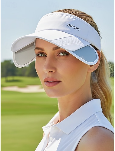 Justerbar solskjermhatt for kvinner i flere farger, polyestersportslue med uttrekkbar brem for golf, løping, tennis og fritidsaktiviteter.