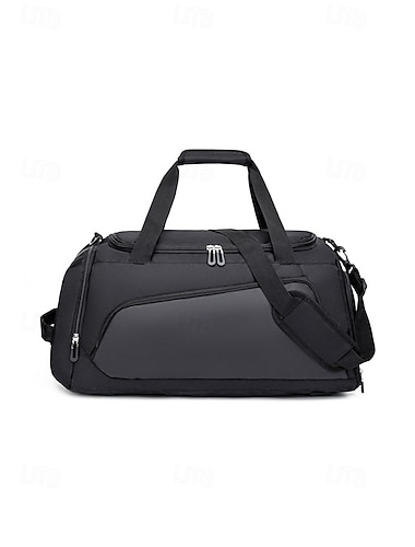  Grote nylon reistas voor heren, zwart-grijs, ideaal voor reizen, sporten en weekenden, met verstelbare schouderriem, multifunctioneel te dragen, perfect voor zakenreizen, fitness en vakanties.