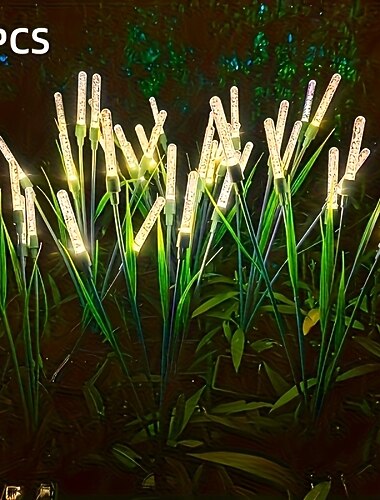  2 Stück Solar-Gartenleuchten mit 10 Köpfen, wasserdicht, schwingende LED-Lampen für Garten, Hof, Rasen, Wege, Villa, Partys, Geburtstage, Feiertage und Landschaftsbeleuchtung