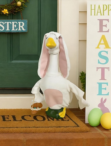  Roupa de ganso para varanda na Páscoa, ideal para estátua de ganso de concreto de 58 a 63 cm (23 a 25 polegadas) para jardim, acessórios de decoração para primavera e verão, somente a roupa, ganso não